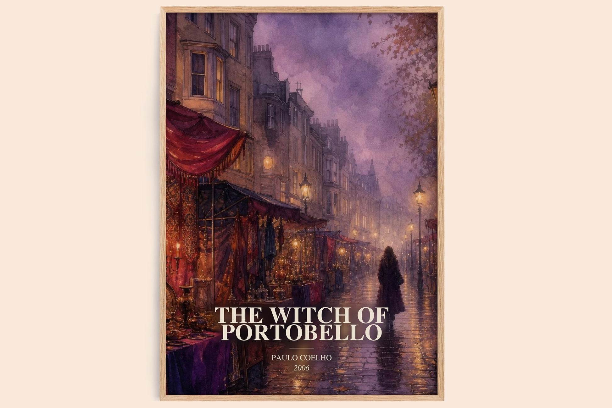 The Witch Of Portobello watercolour book poster by Paulo Coelho – framed literary art print