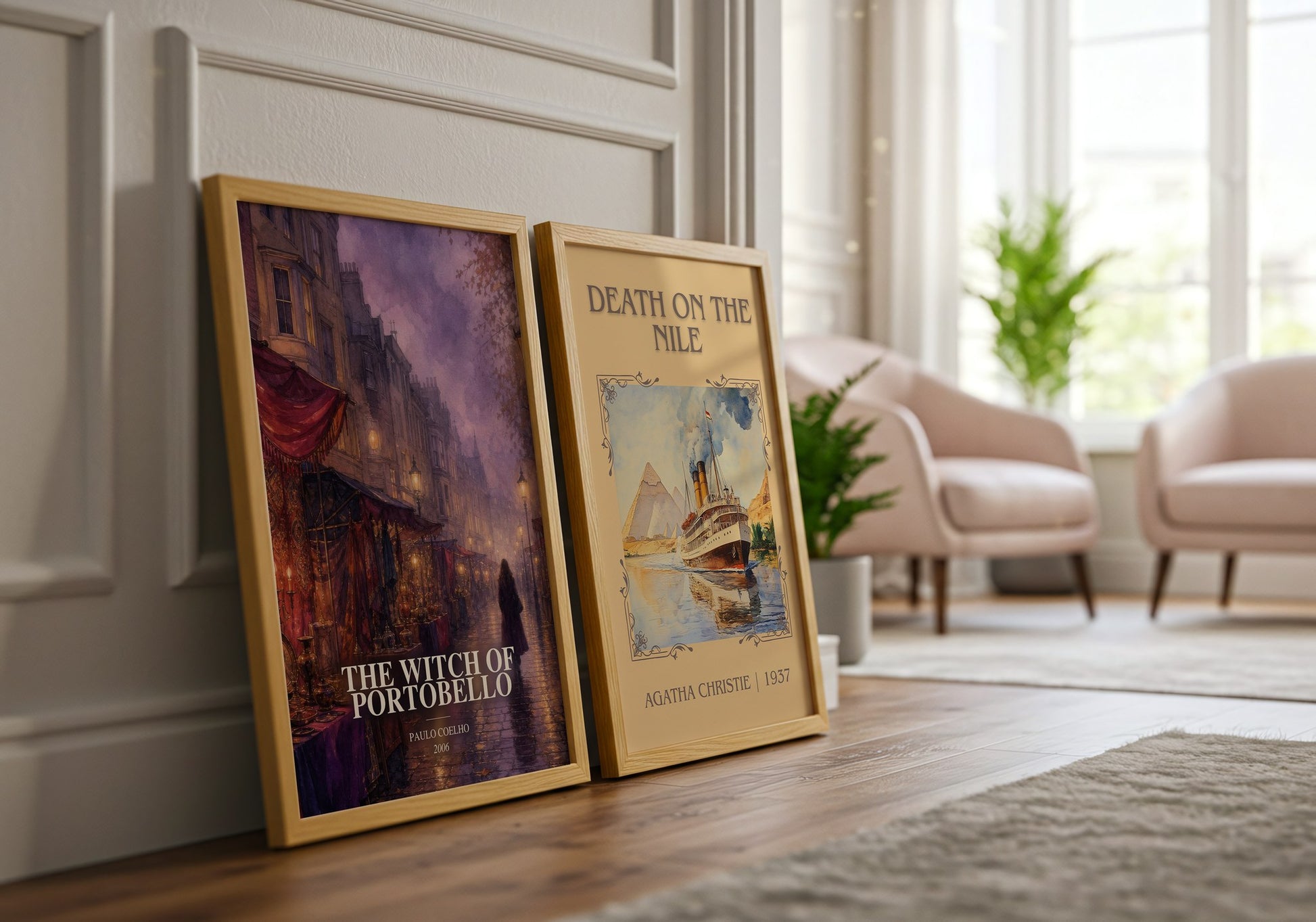 The Witch Of Portobello watercolour print framed by window – literary home decor