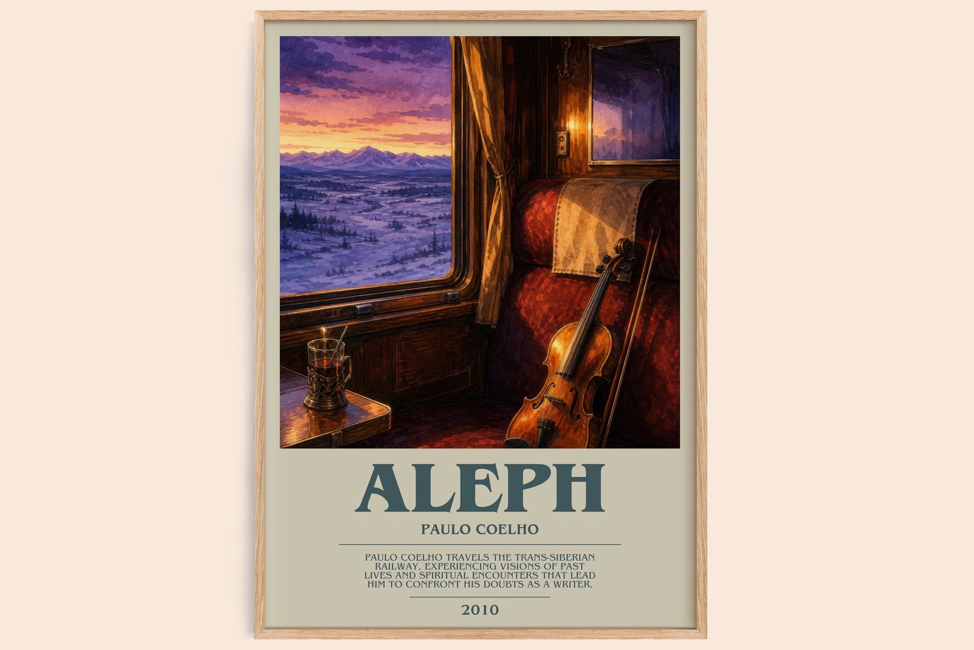 Aleph bookish book poster by Paulo Coelho – framed literary art print