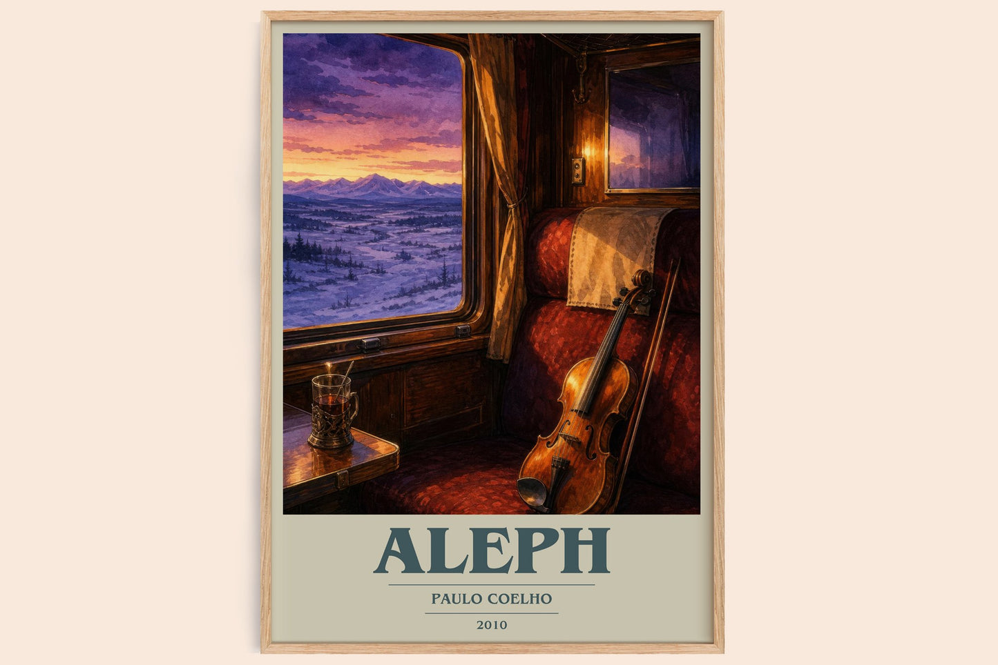 Aleph book cover book poster by Paulo Coelho – framed literary art print