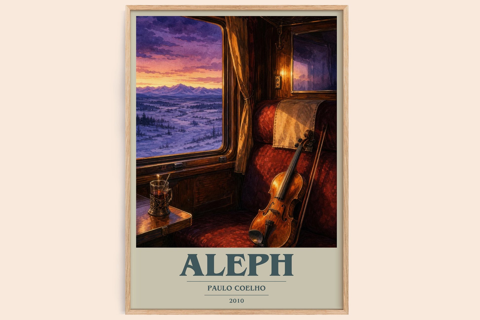 Aleph book cover book poster by Paulo Coelho – framed literary art print