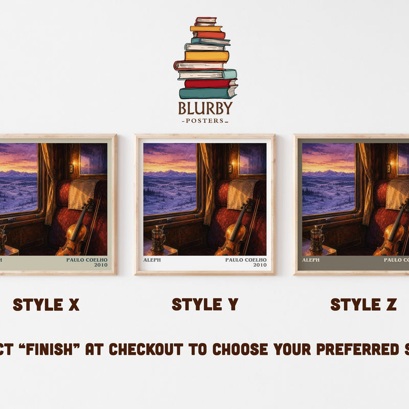 Aleph literary print in frame leaning in hallway – contemporary fiction wall art