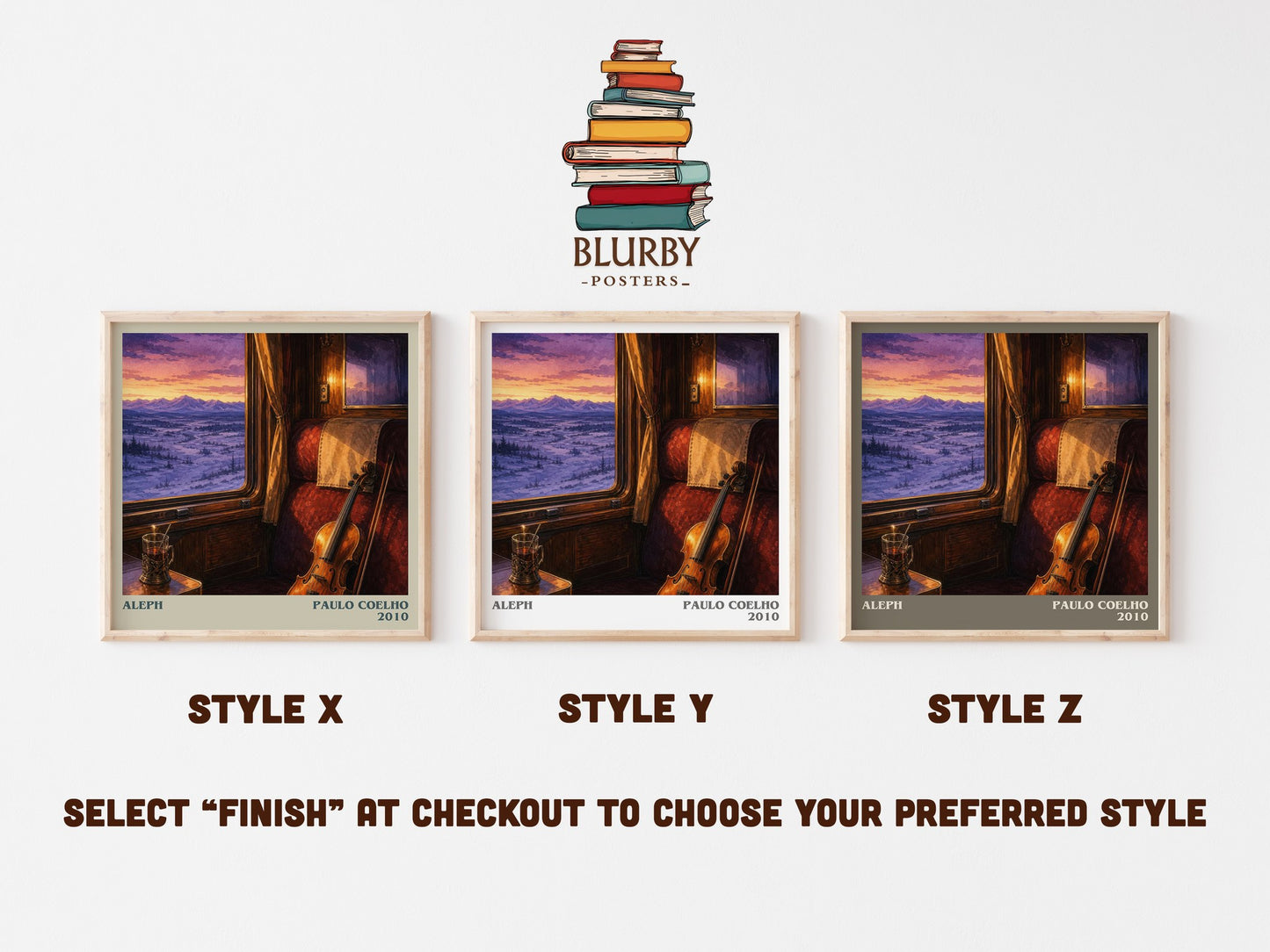 Aleph literary print in frame leaning in hallway – contemporary fiction wall art
