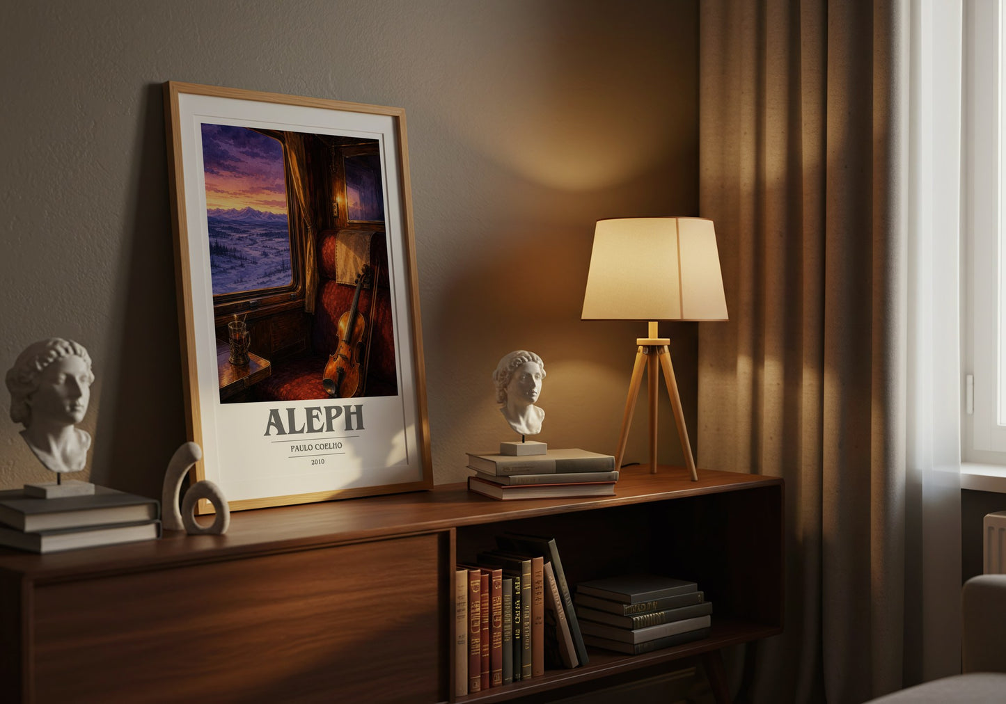 Aleph book cover book poster framed on wall – contemporary fiction wall art
