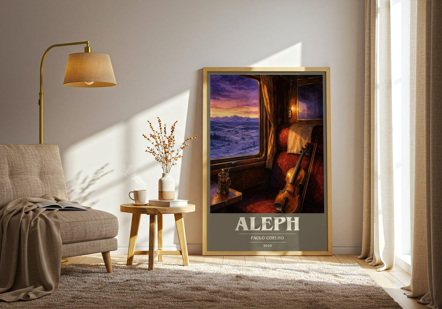 Aleph book cover print on bookshelf – Paulo Coelho fan gift