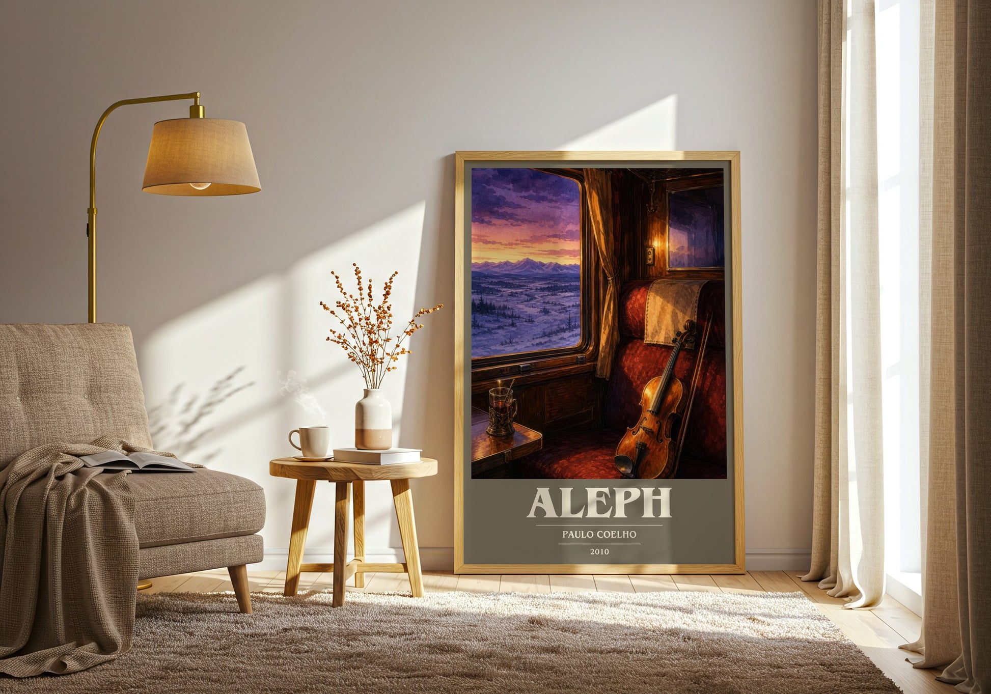 Aleph book cover print on bookshelf – Paulo Coelho fan gift