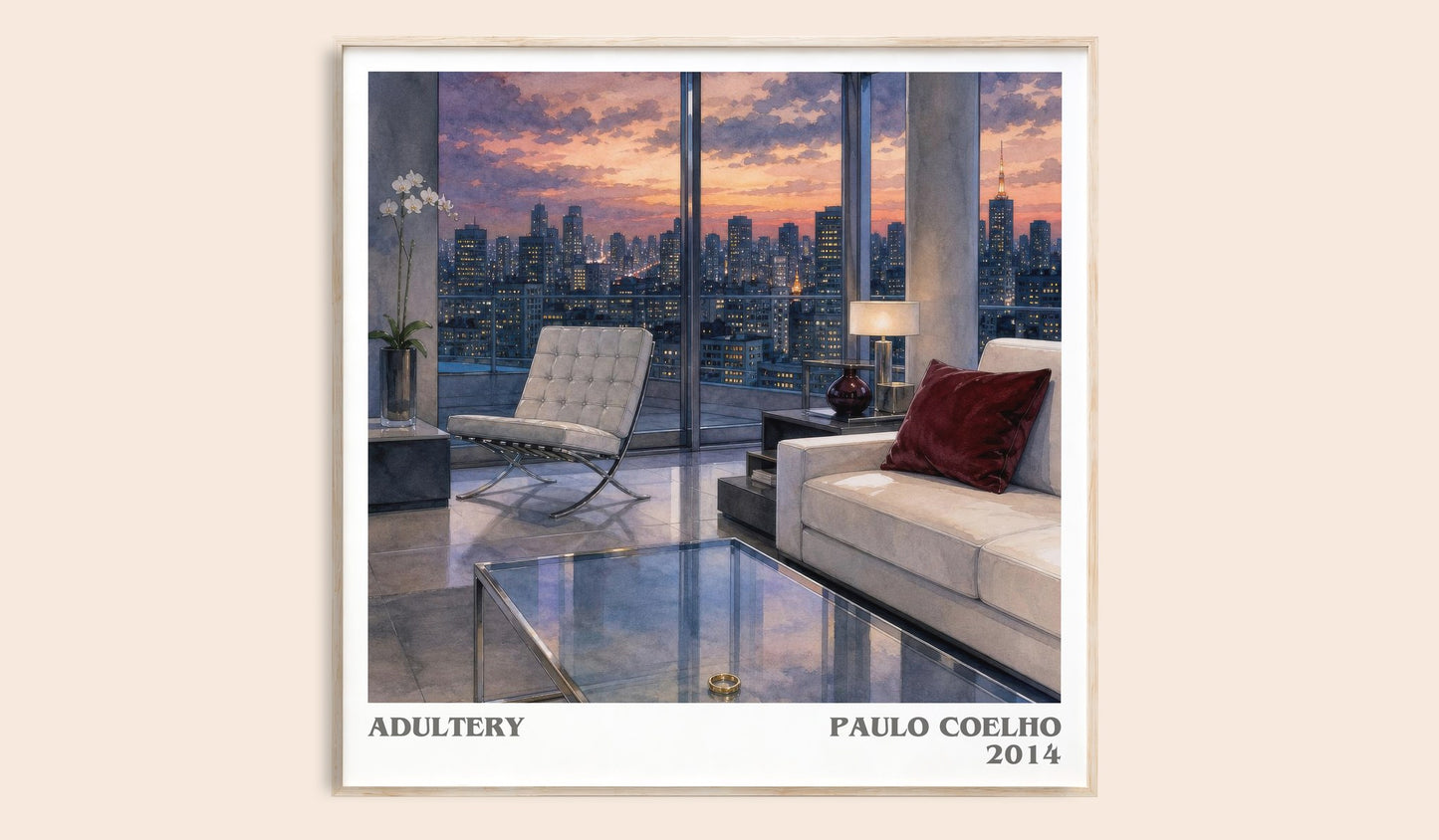 Adultery literary book poster by Paulo Coelho – framed literary art print