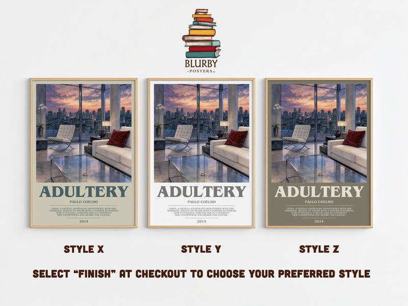 Adultery bookish print in frame leaning in hallway – contemporary fiction wall art
