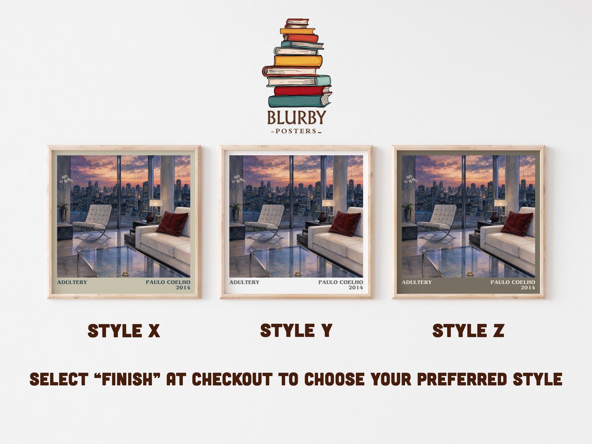 Adultery literary print in frame leaning in hallway – contemporary fiction wall art