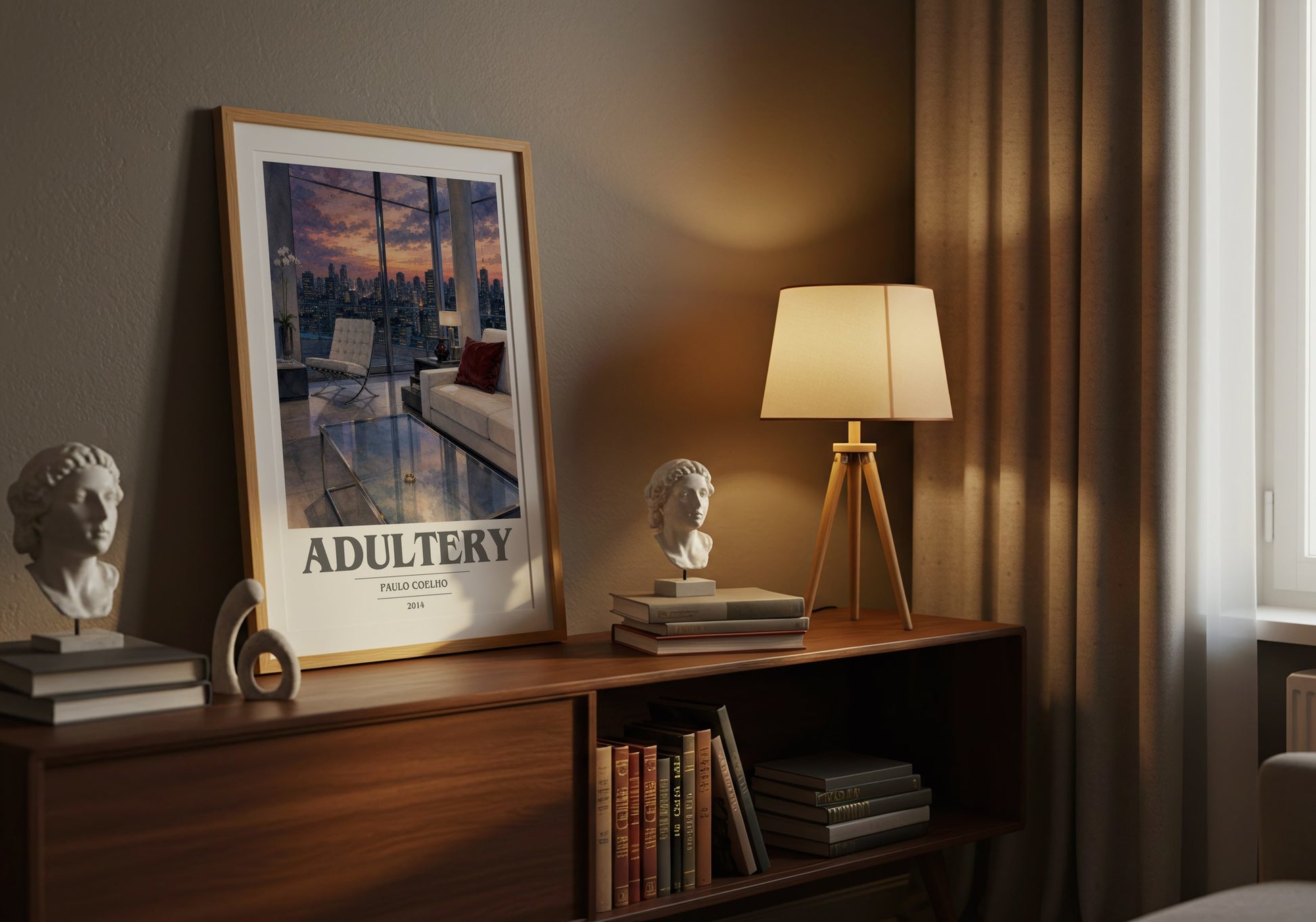 Adultery book cover book poster framed on wall – contemporary fiction wall art