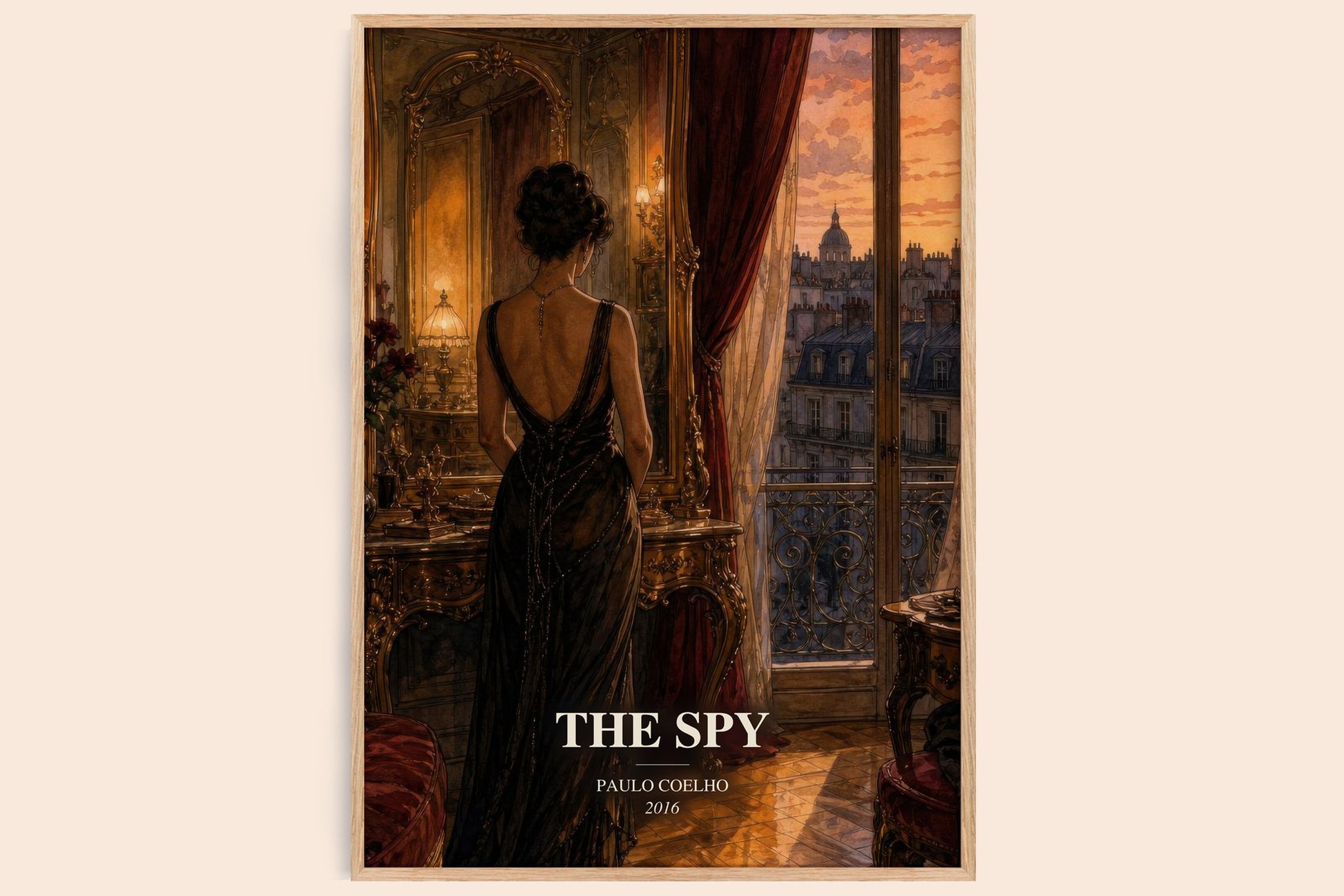The Spy watercolour book poster by Paulo Coelho – framed literary art print