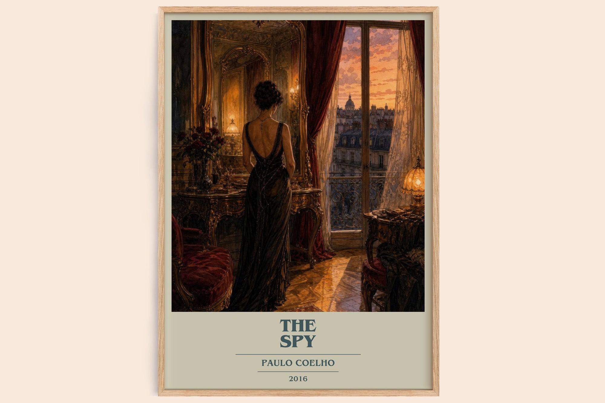 The Spy book cover book poster by Paulo Coelho – framed literary art print