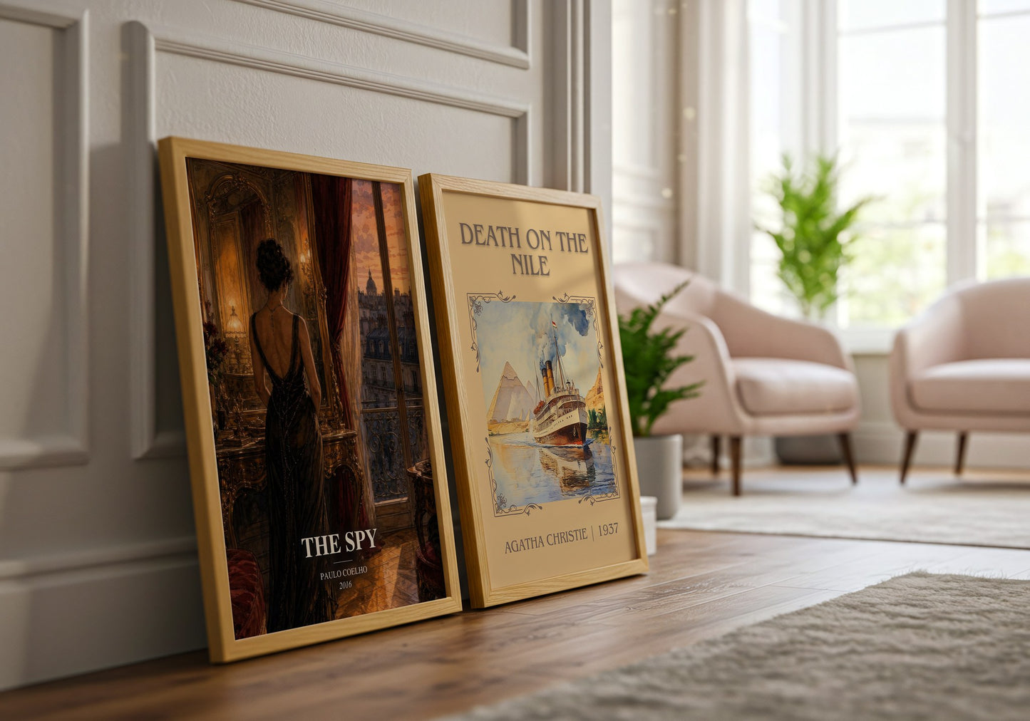 The Spy watercolour print framed by window – literary home decor