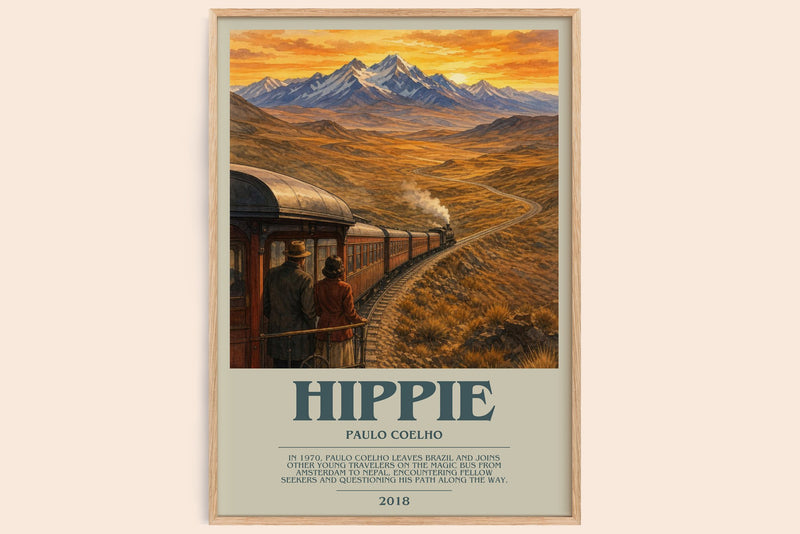 Hippie bookish book poster by Paulo Coelho – framed literary art print