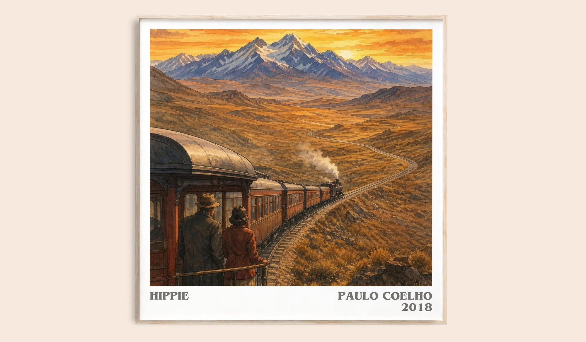 Hippie literary book poster by Paulo Coelho – framed literary art print