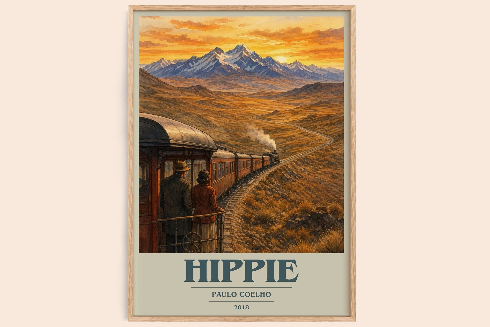 Hippie book cover book poster by Paulo Coelho – framed literary art print