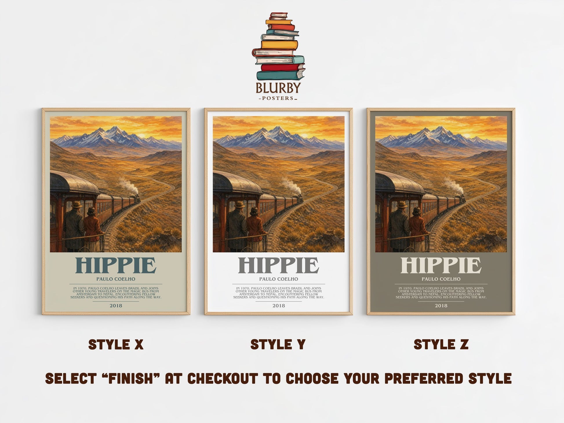 Hippie bookish print in frame leaning in hallway – literary fiction wall art