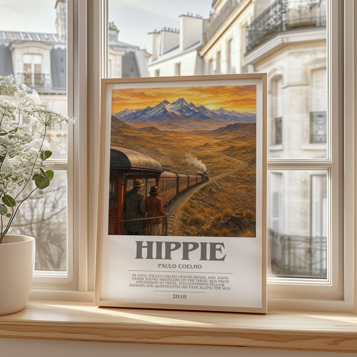 Hippie bookish poster colour and style options – Paulo Coelho book art