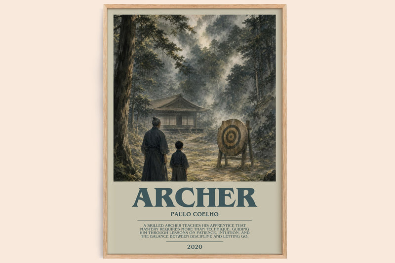 Archer bookish book poster by Paulo Coelho – framed literary art print