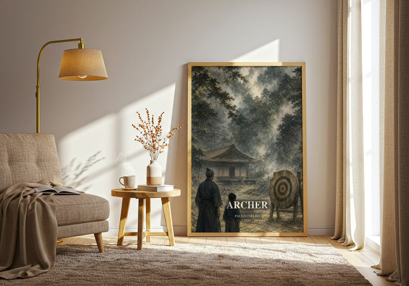 Archer watercolour print in frame leaning in hallway – philosophy wall art
