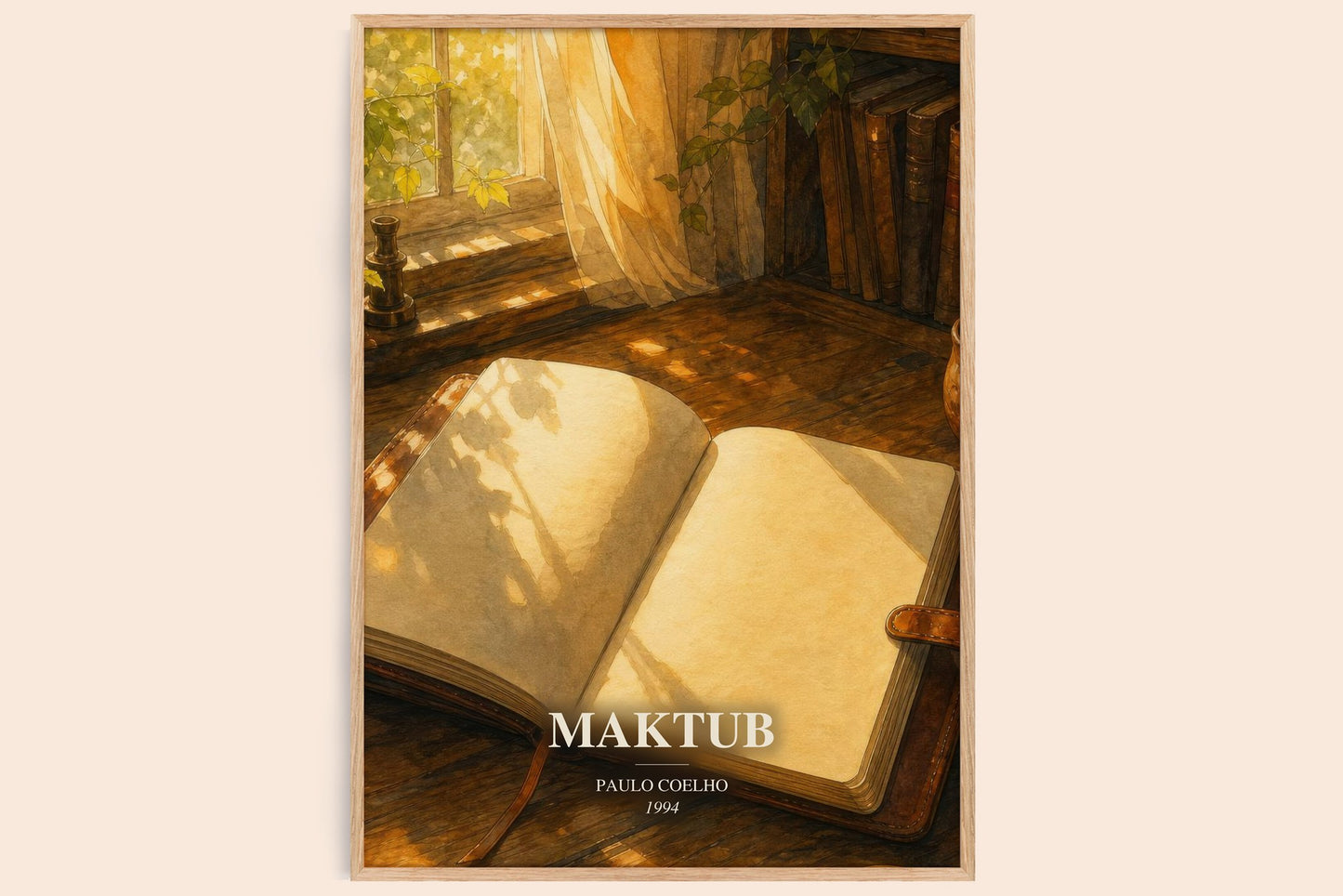 Maktub watercolour book poster by Paulo Coelho – framed literary art print