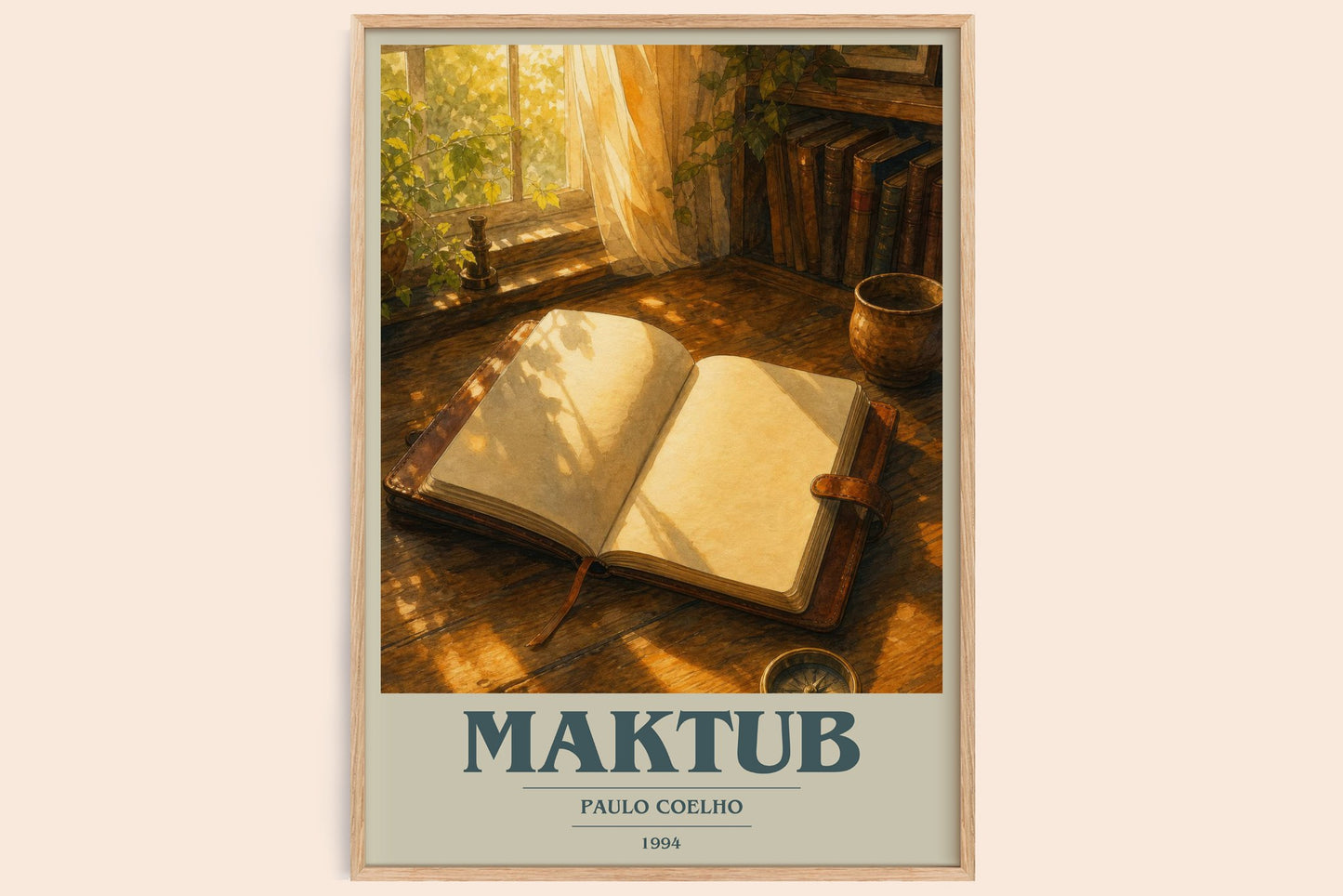 Maktub book cover book poster by Paulo Coelho – framed literary art print