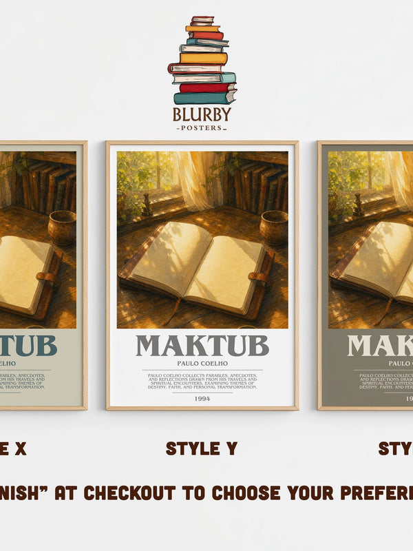 Maktub bookish print in frame leaning in hallway – philosophy wall art