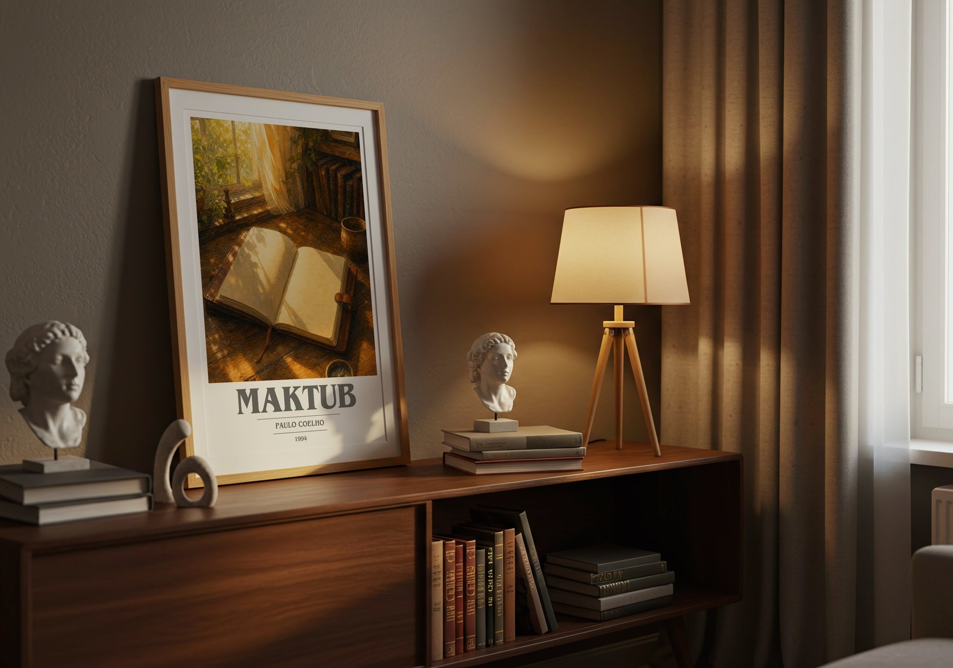 Maktub book cover book poster framed on wall – philosophy wall art