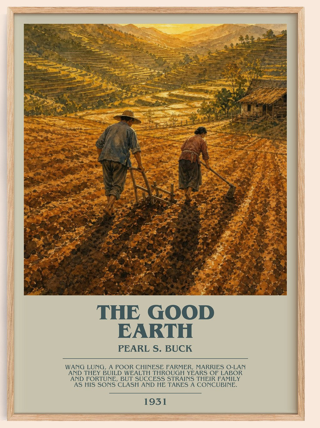 The Good Earth bookish book poster by Pearl S. Buck – framed literary art print