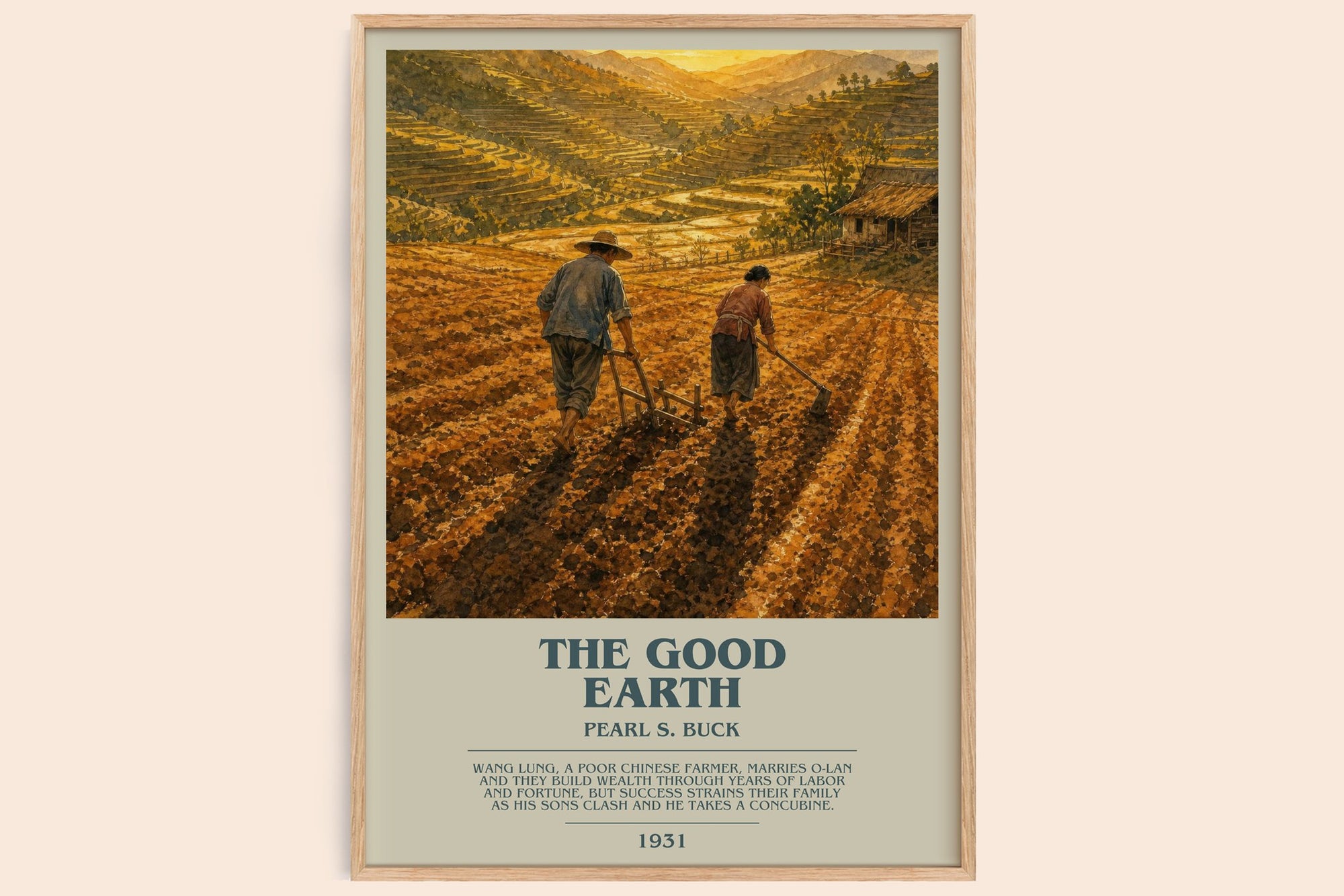 The Good Earth bookish book poster by Pearl S. Buck – framed literary art print