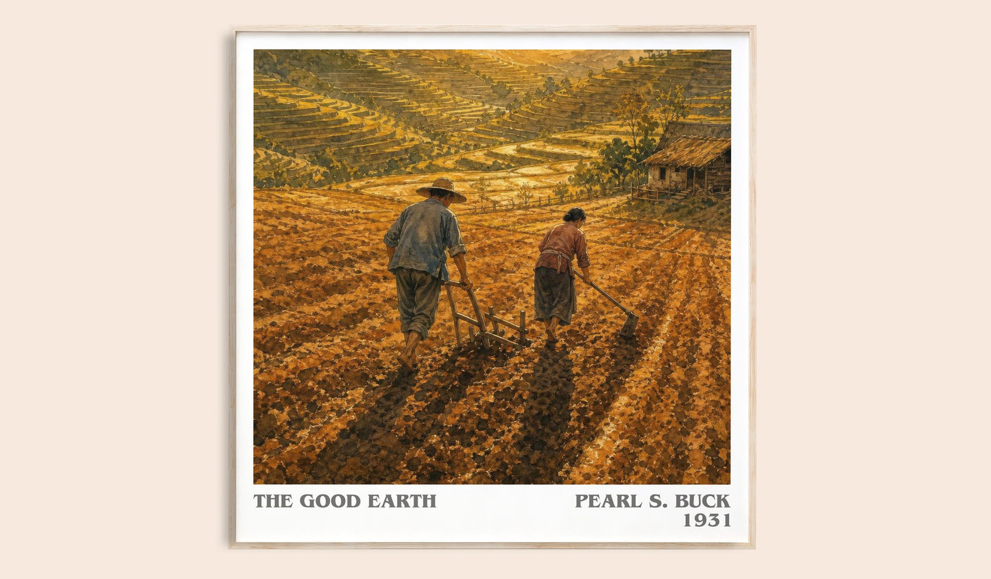 The Good Earth literary book poster by Pearl S. Buck – framed literary art print