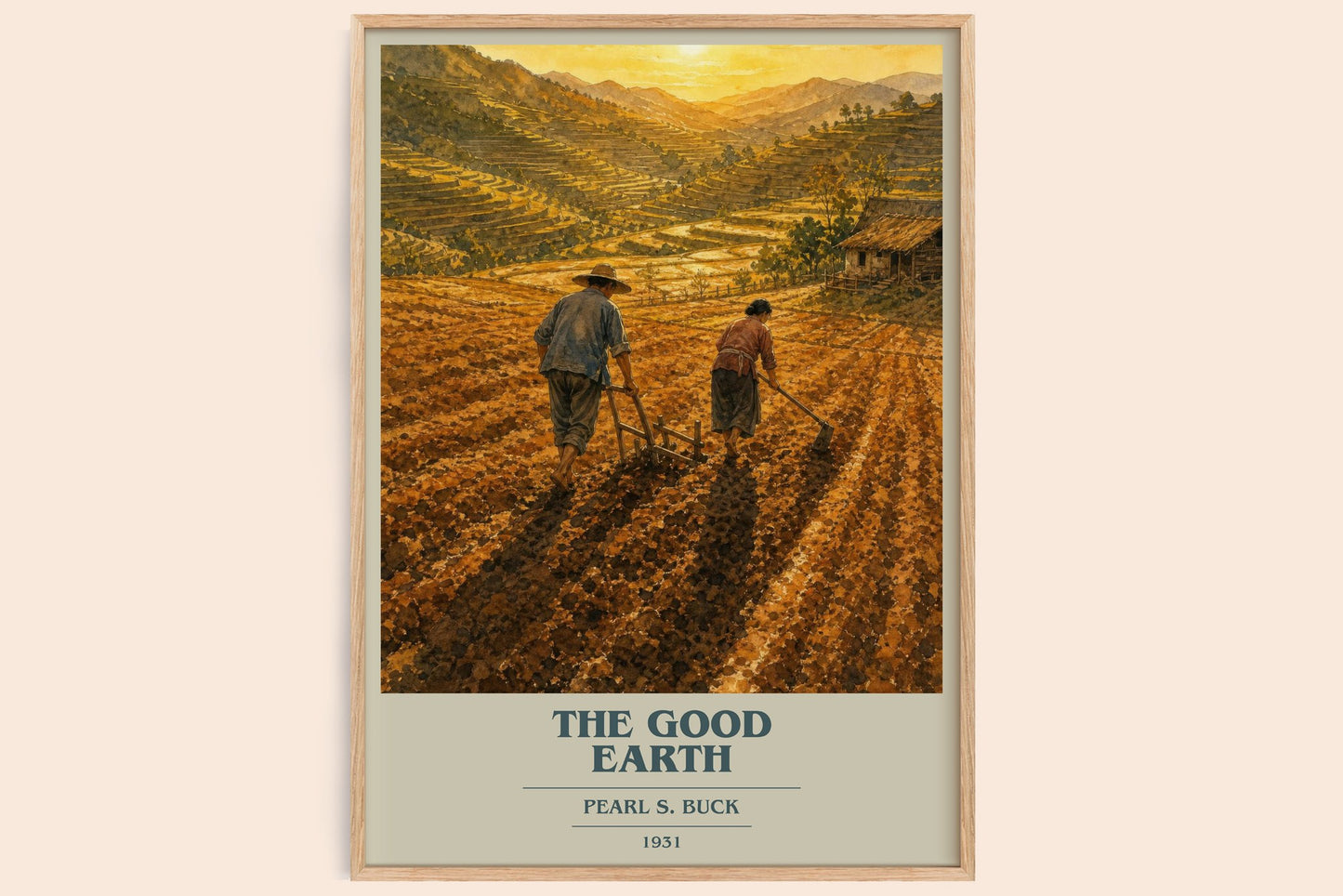 The Good Earth book cover book poster by Pearl S. Buck – framed literary art print