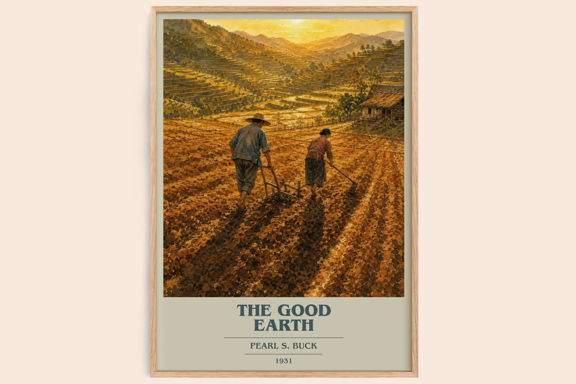 The Good Earth book cover book poster by Pearl S. Buck – framed literary art print