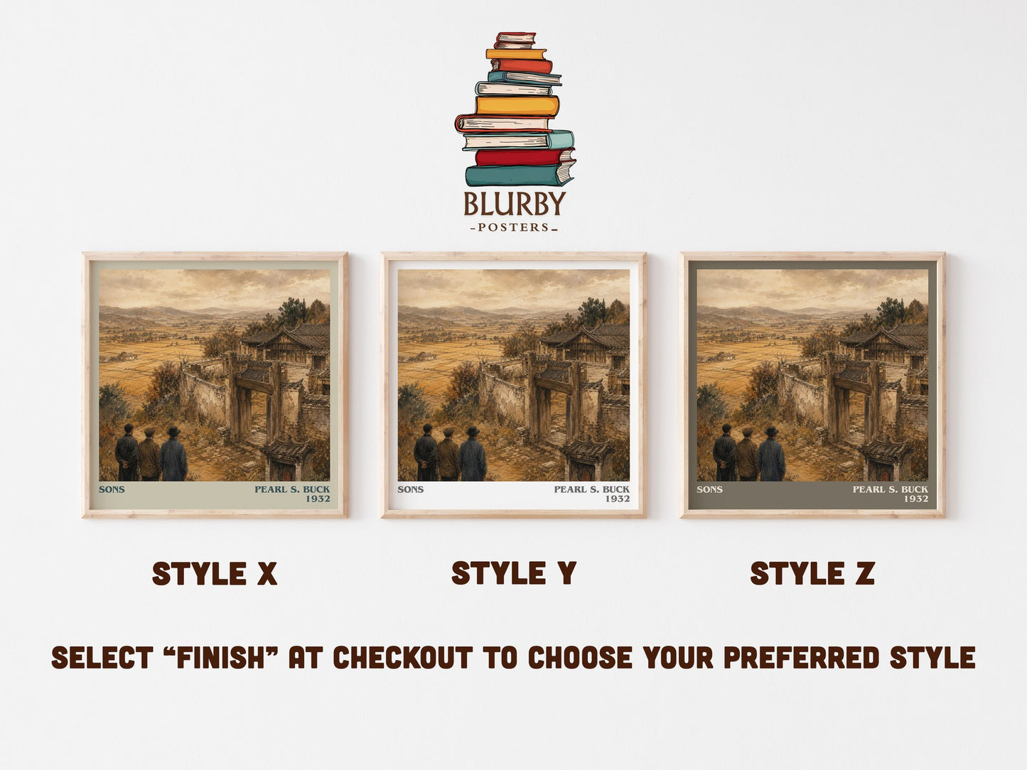 Sons literary print in frame leaning in hallway – historical fiction wall art