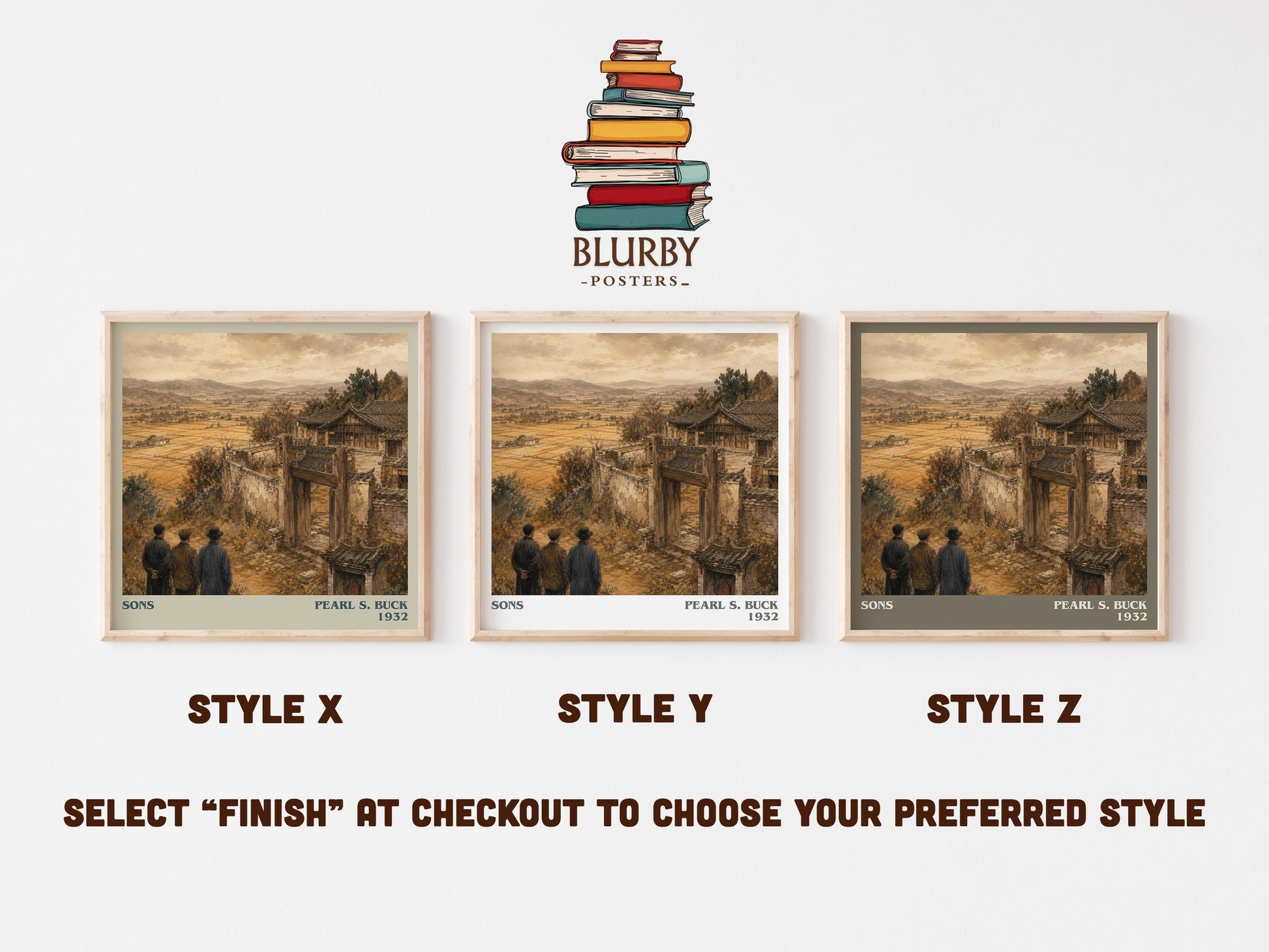 Sons literary print in frame leaning in hallway – historical fiction wall art
