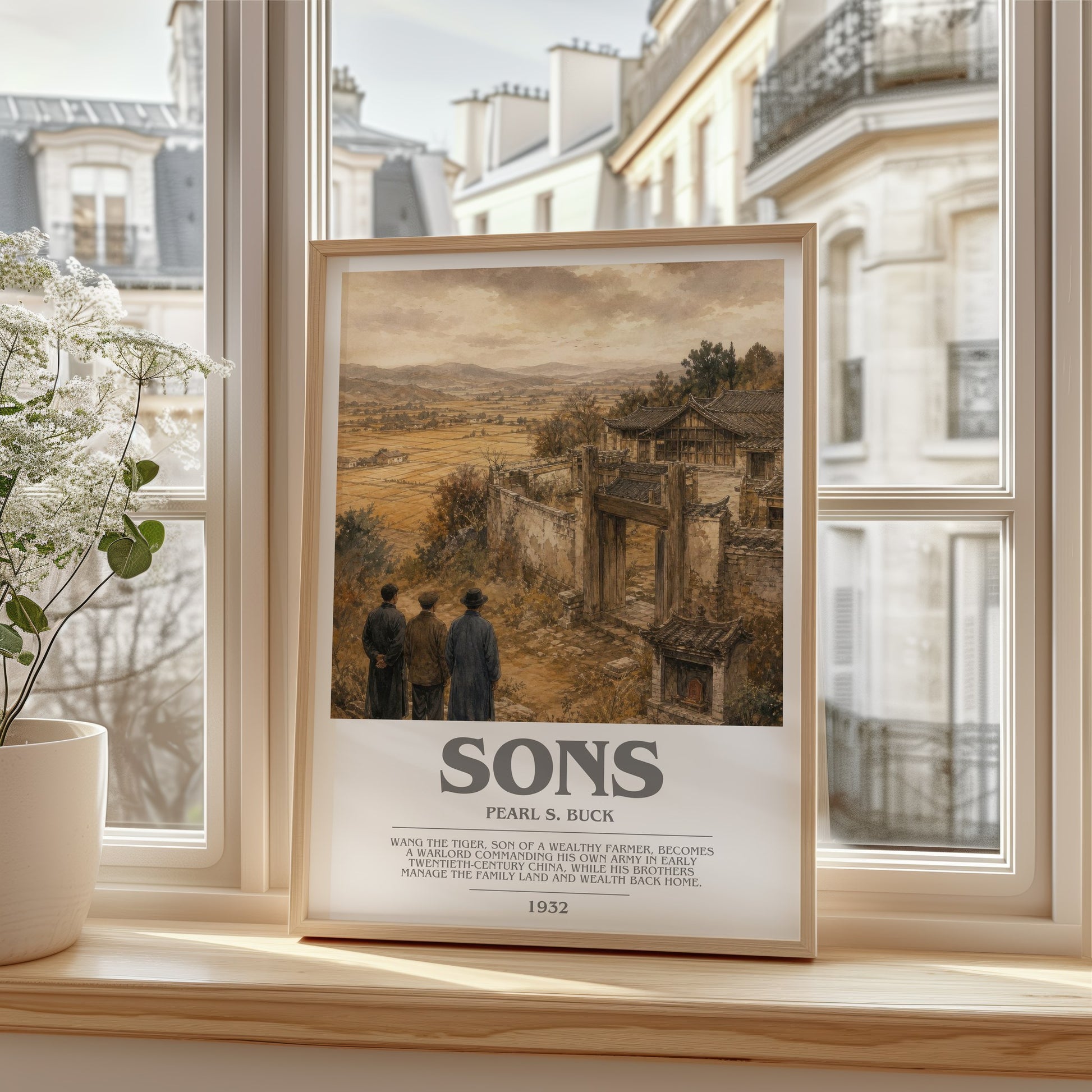 Sons bookish poster colour and style options – Pearl S. Buck book art