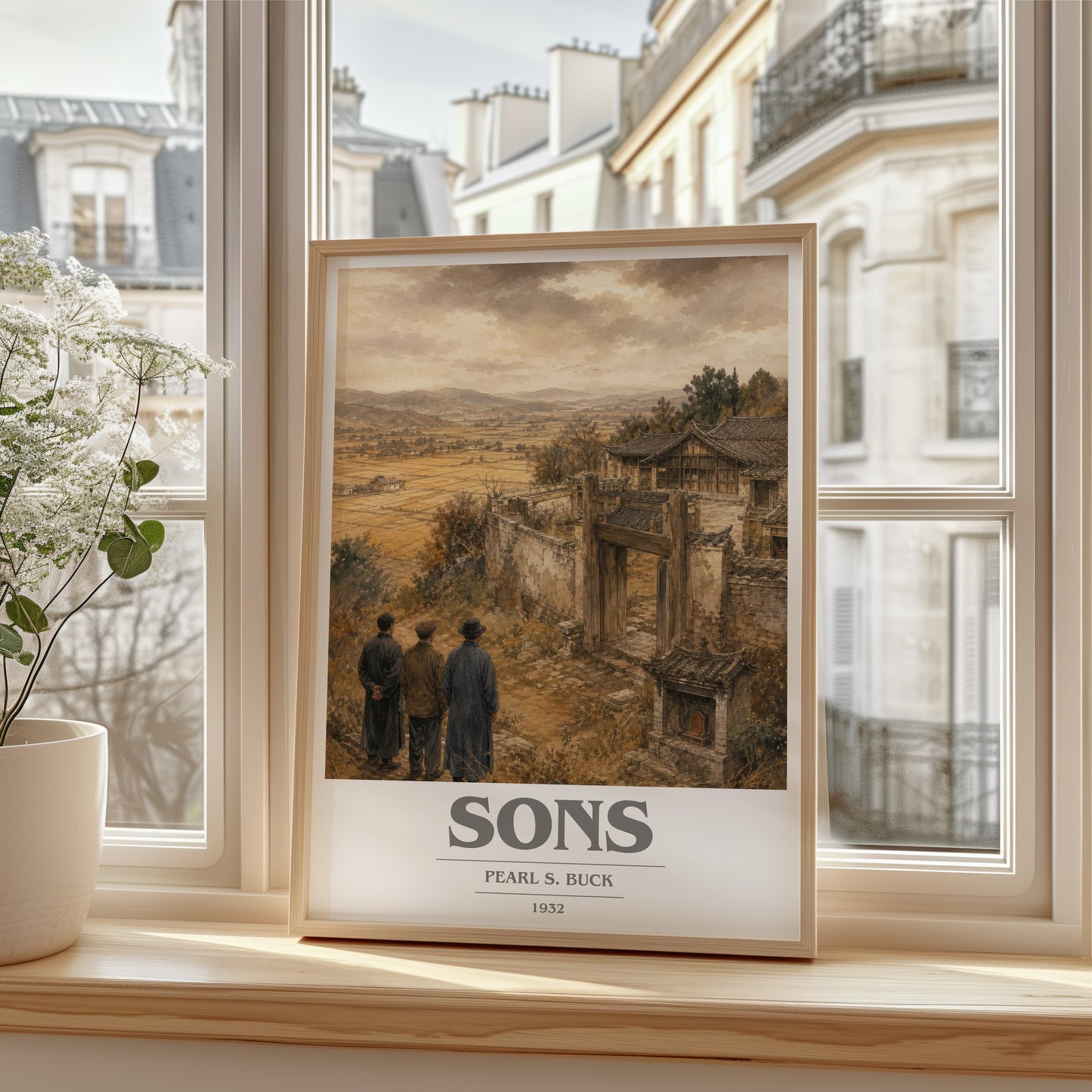 Sons book cover poster colour and style options – Pearl S. Buck book art