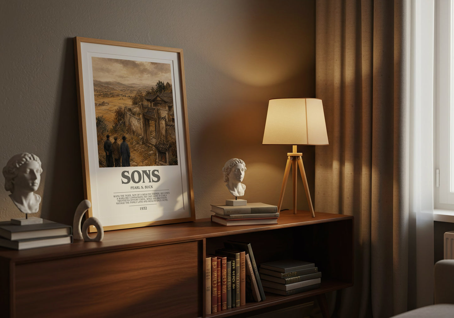 Sons bookish book poster framed on wall – historical fiction wall art