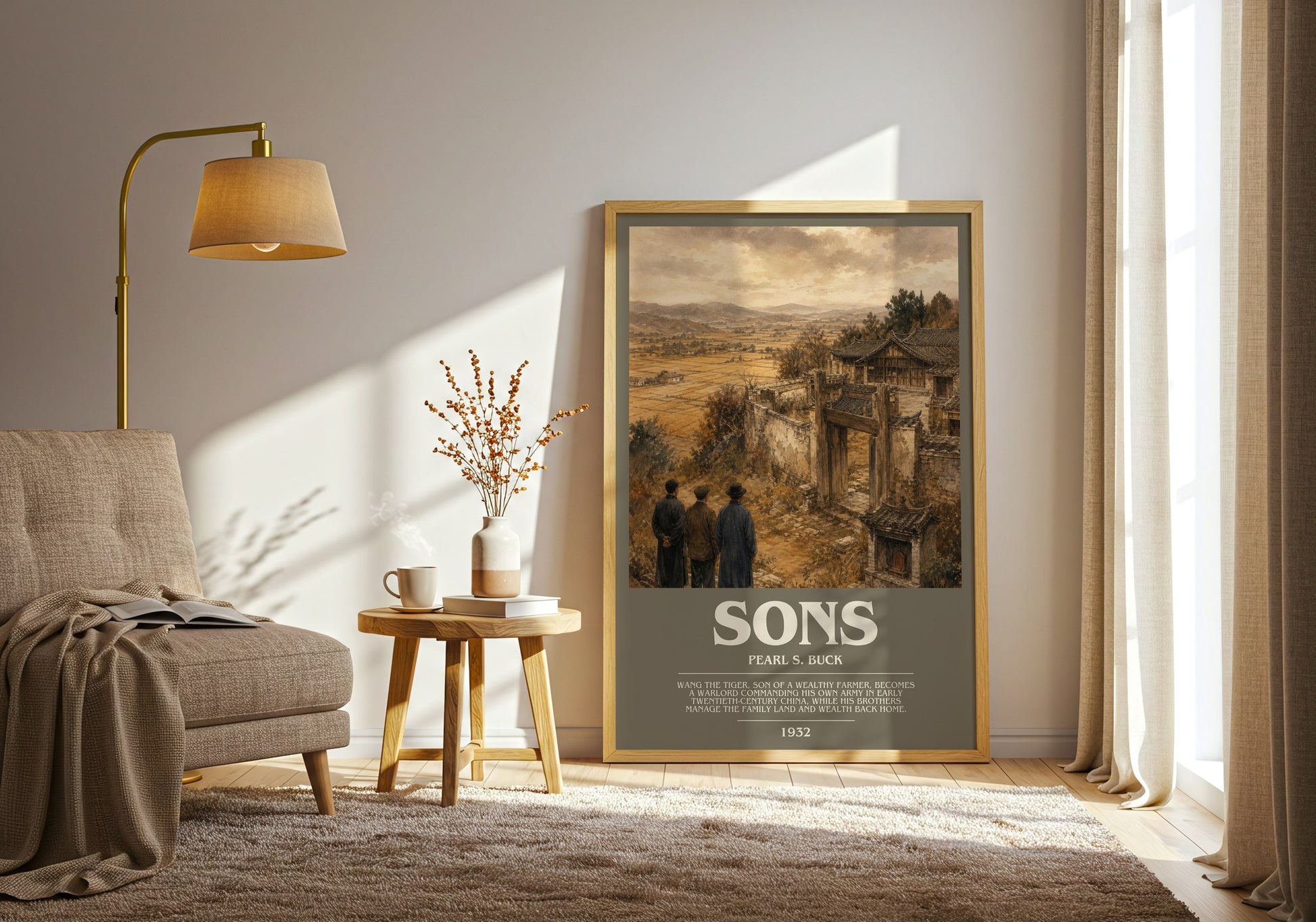 Sons bookish print on bookshelf – Pearl S. Buck fan gift