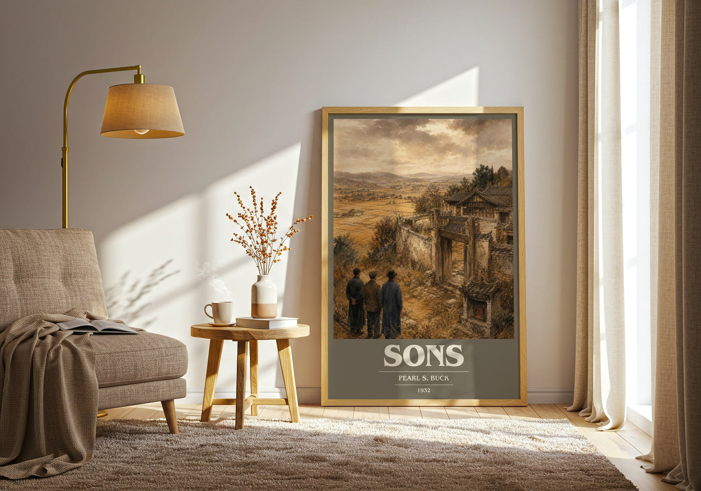 Sons book cover print on bookshelf – Pearl S. Buck fan gift