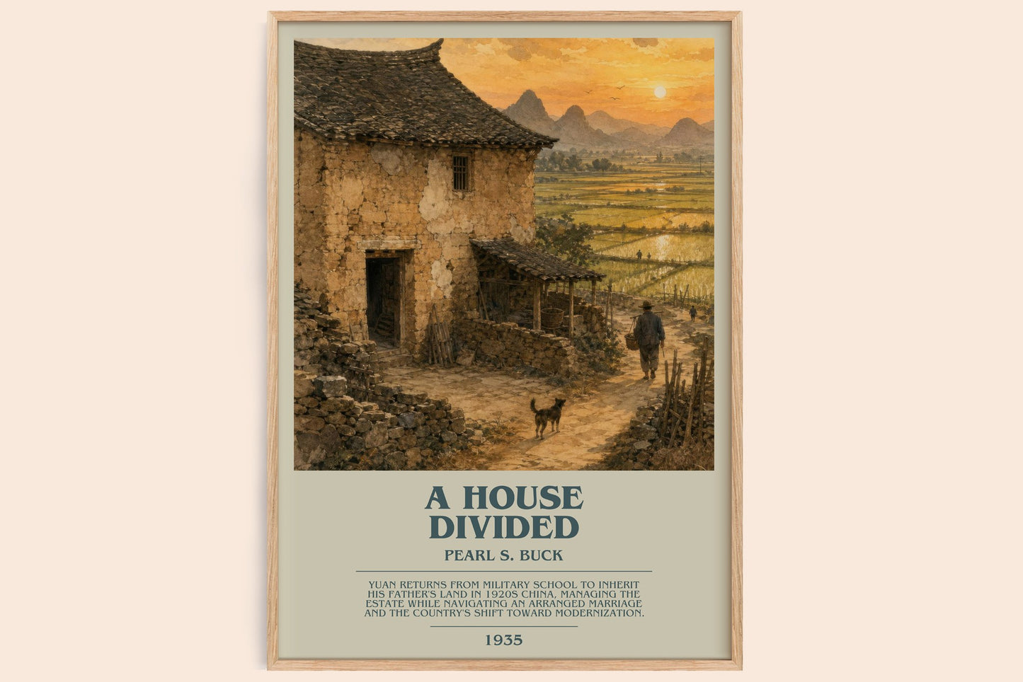 A House Divided bookish book poster by Pearl S. Buck – framed literary art print