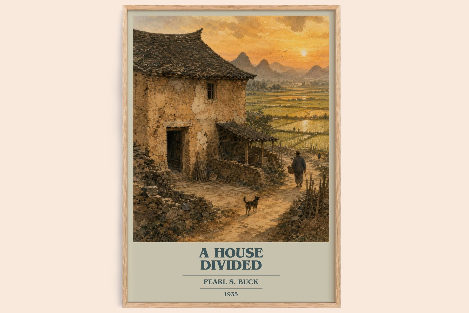 A House Divided book cover book poster by Pearl S. Buck – framed literary art print