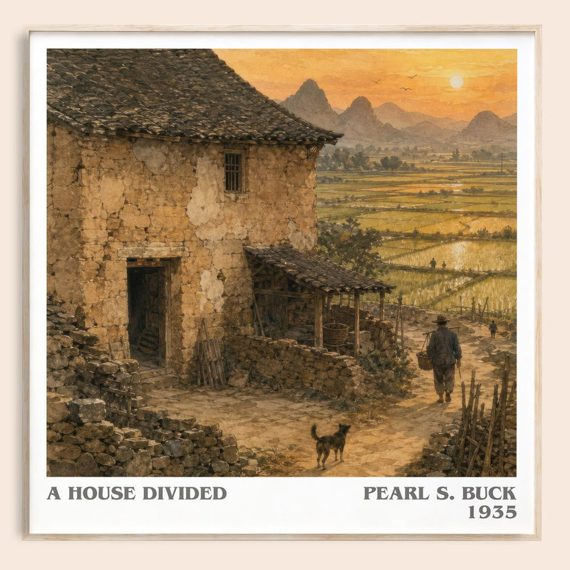 A House Divided literary book poster by Pearl S. Buck – framed literary art print
