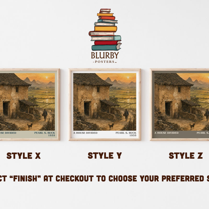 A House Divided literary print in frame leaning in hallway – historical fiction wall art