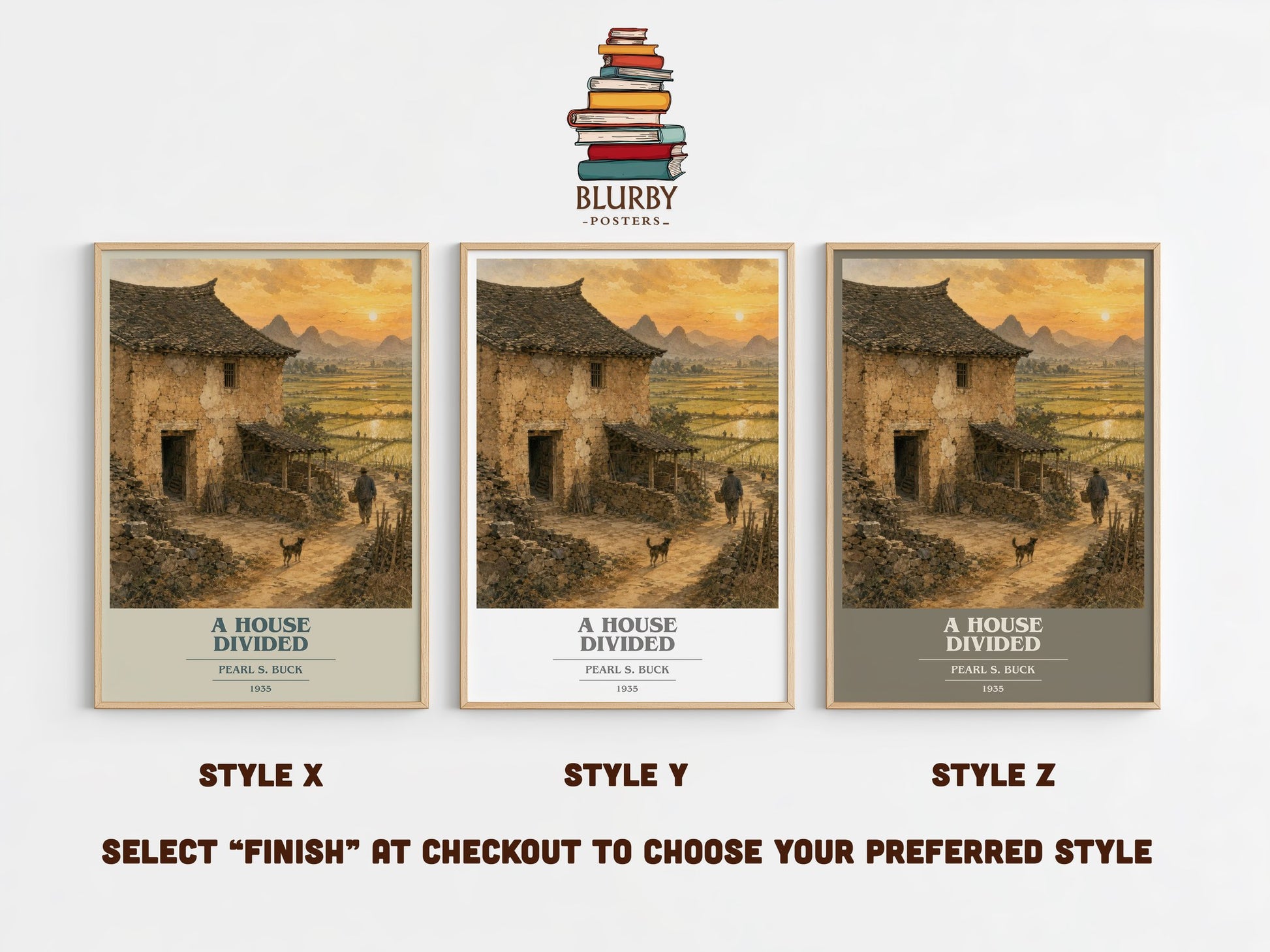 A House Divided book cover print in frame leaning in hallway – historical fiction wall art