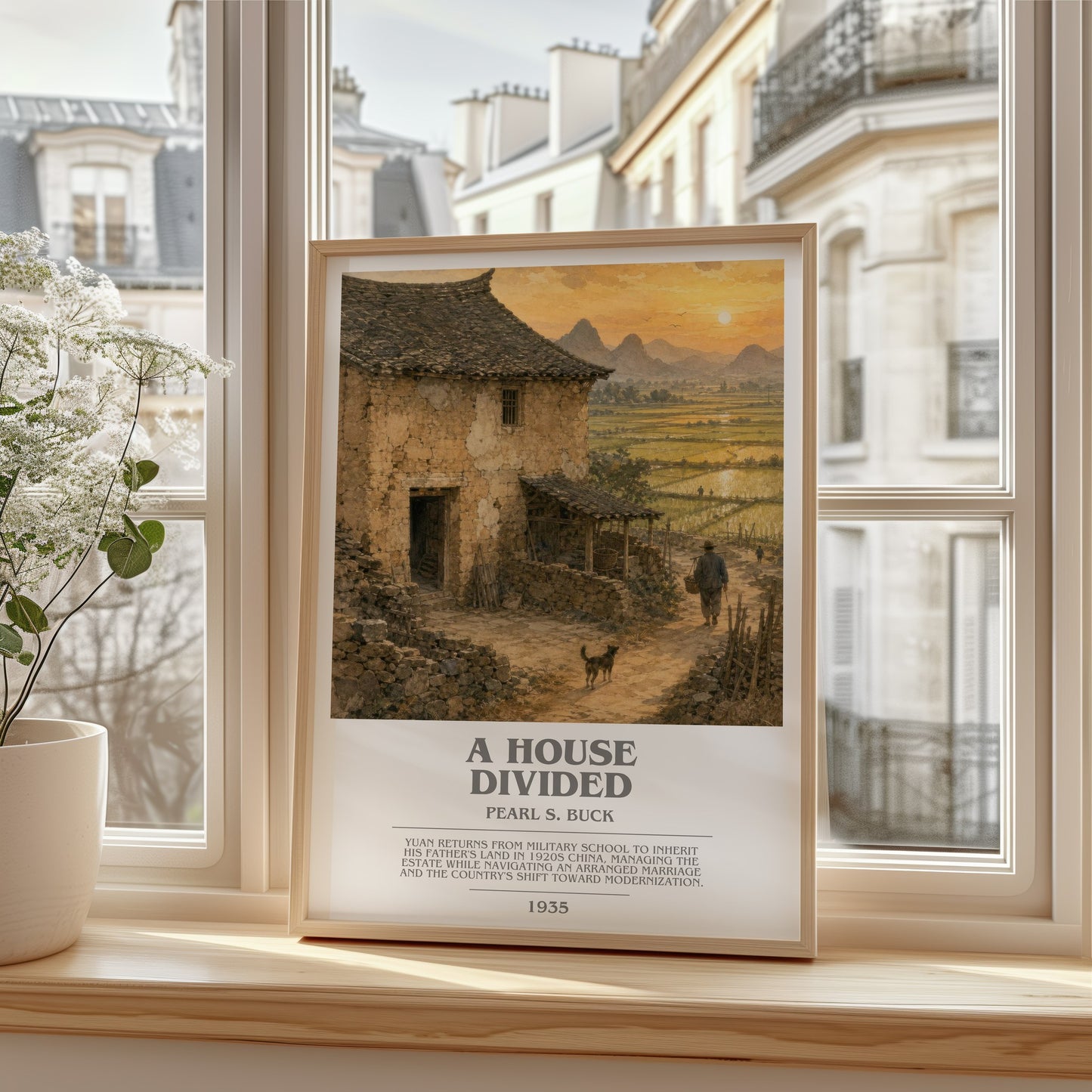A House Divided bookish poster colour and style options – Pearl S. Buck book art
