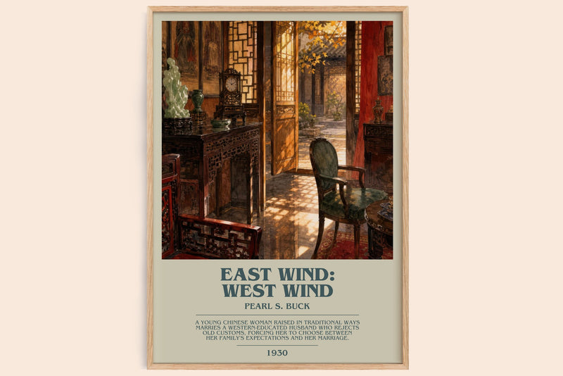 East Wind: West Wind bookish book poster by Pearl S. Buck – framed literary art print