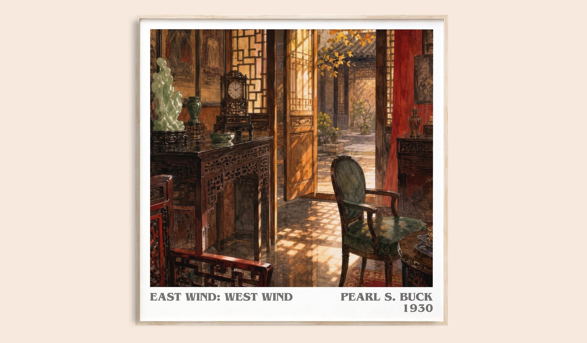 East Wind: West Wind literary book poster by Pearl S. Buck – framed literary art print