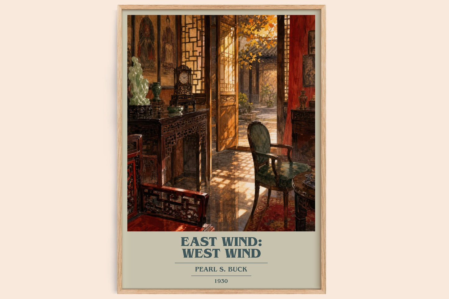 East Wind: West Wind book cover book poster by Pearl S. Buck – framed literary art print