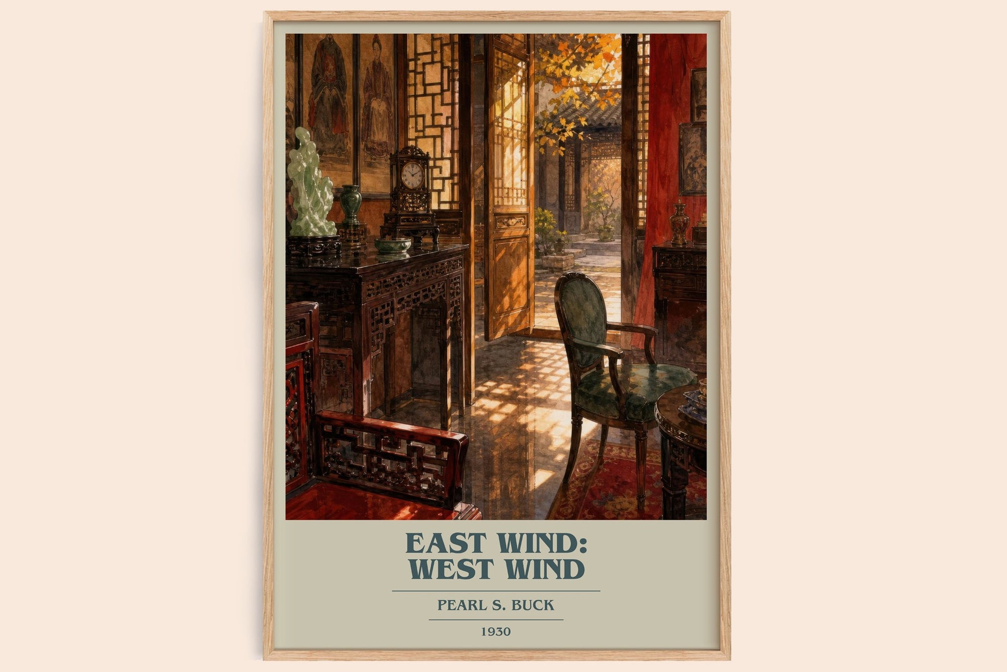 East Wind: West Wind book cover book poster by Pearl S. Buck – framed literary art print